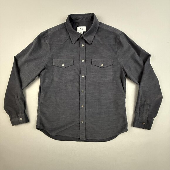 Armani Exchange Shirt Mens Large Button Up Western Pearl Snap Pockets Casual - Picture 1 of 13